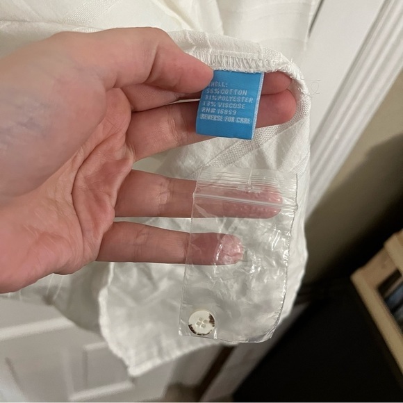 J. McLaughlin White Cotton Button Front Blouse Large Q2 - Picture 3 of 6